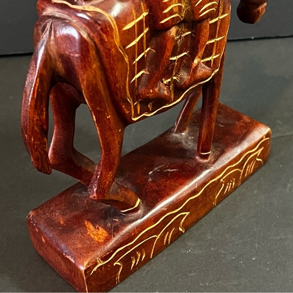 Hand Carved African Wood Woman Riding Donkey Figurine Folk Art Rustic Primitive - Picture 8 of 11